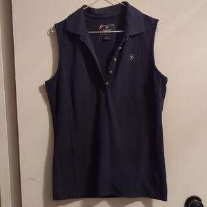 Ariat Women's Dark Blue Sleeveless Polo Blouse